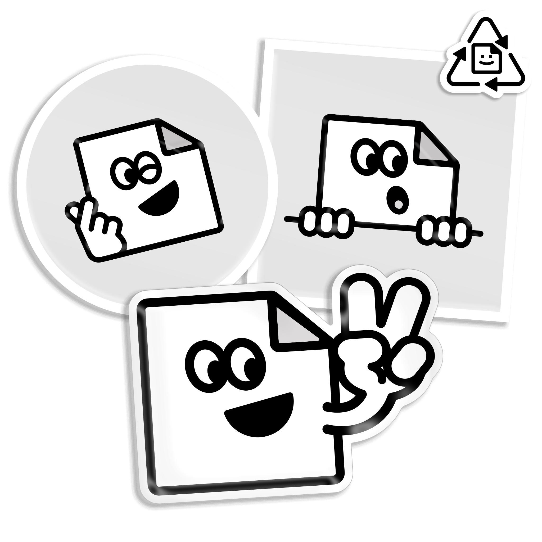Custom eco-friendly white vinyl stickers printed in full colour, waterproof and weatherproof for indoor and outdoor use.