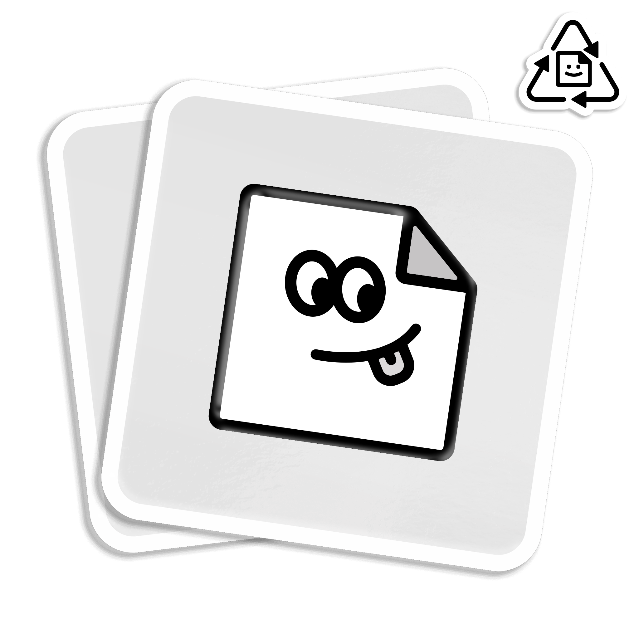 Custom eco-friendly white rounded corner vinyl stickers printed in full colour, waterproof and weatherproof for indoor and outdoor use.