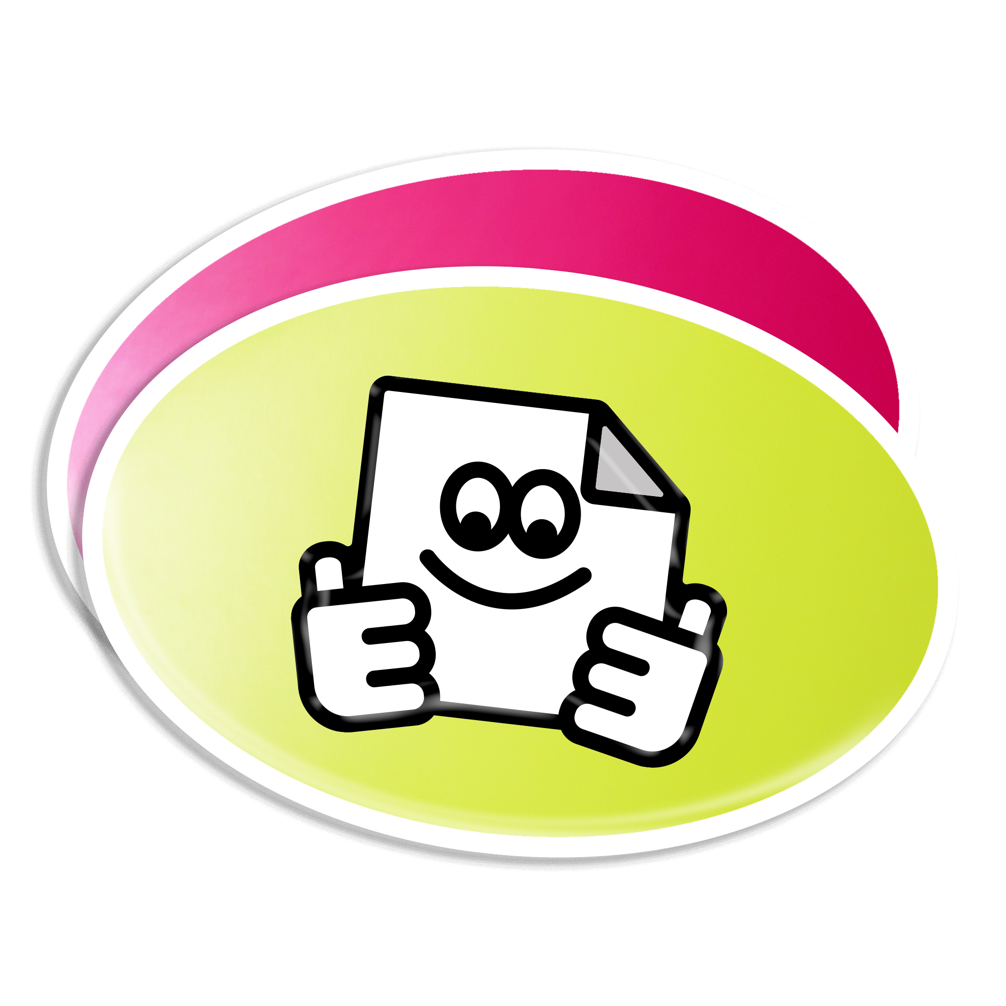 Custom fluorescent oval vinyl stickers with bold neon colours for branding, packaging and event signage.