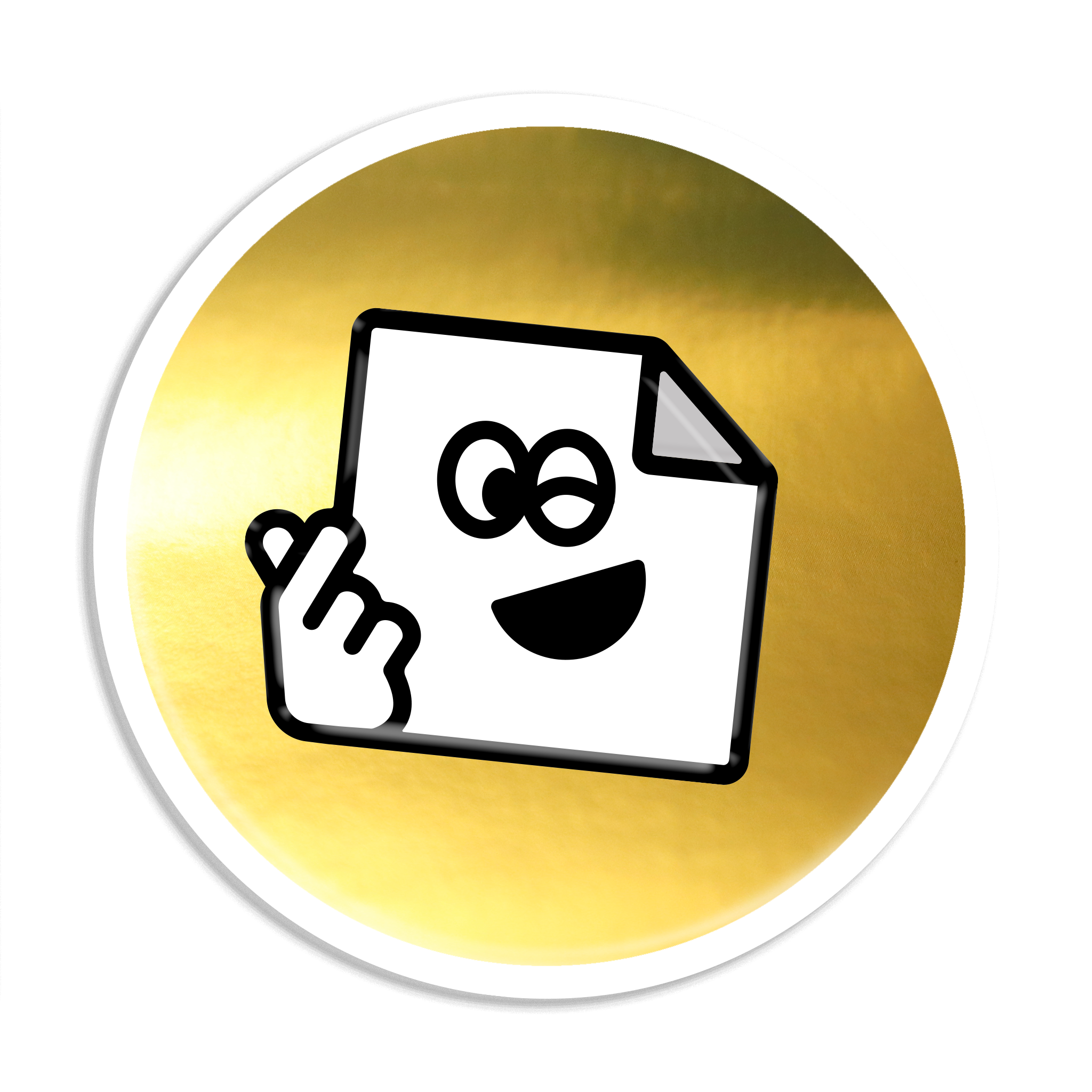 Custom gold chrome circle vinyl stickers with mirror-like metallic finish for branding and packaging.