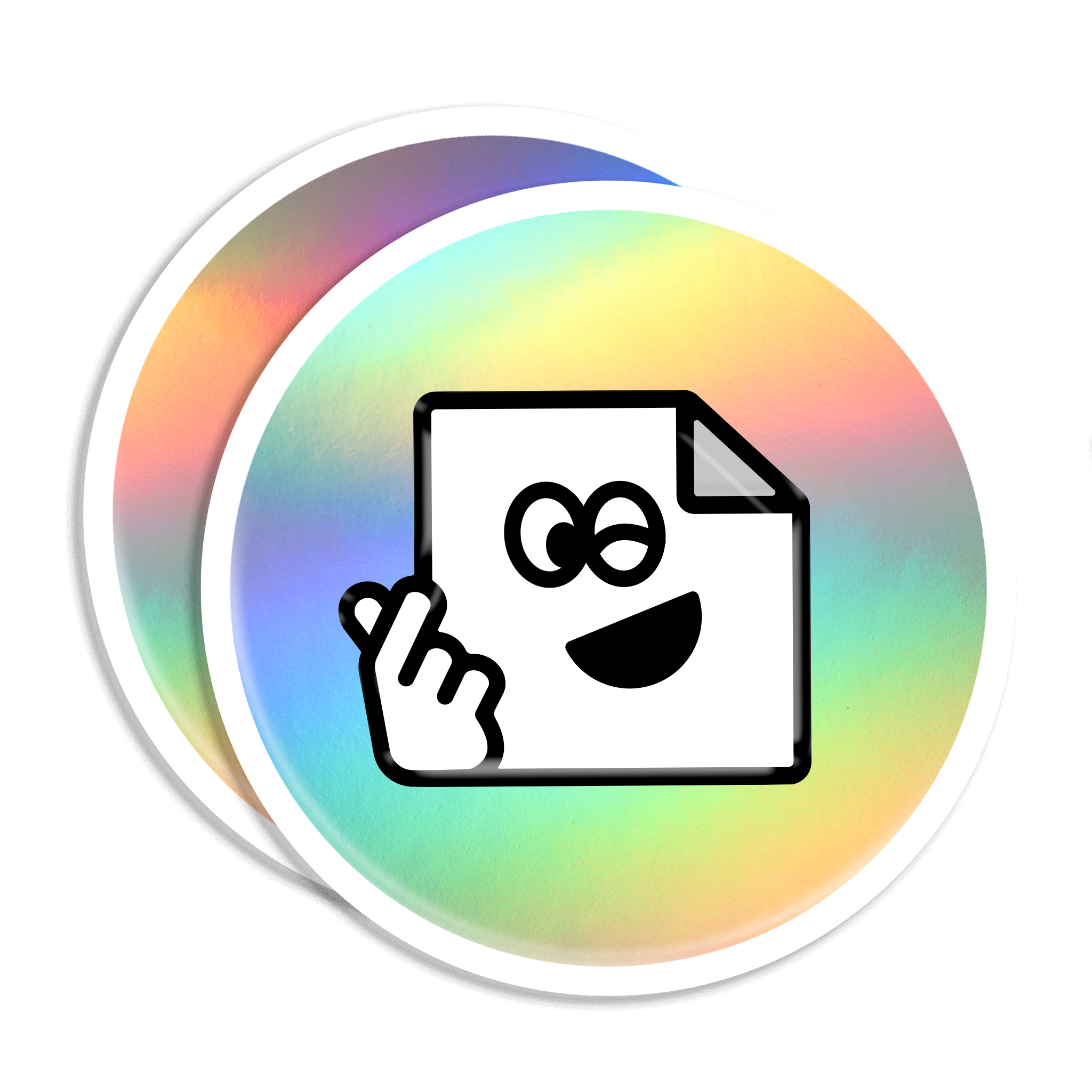 Custom holographic circle vinyl stickers with rainbow finish for branding and promotions.