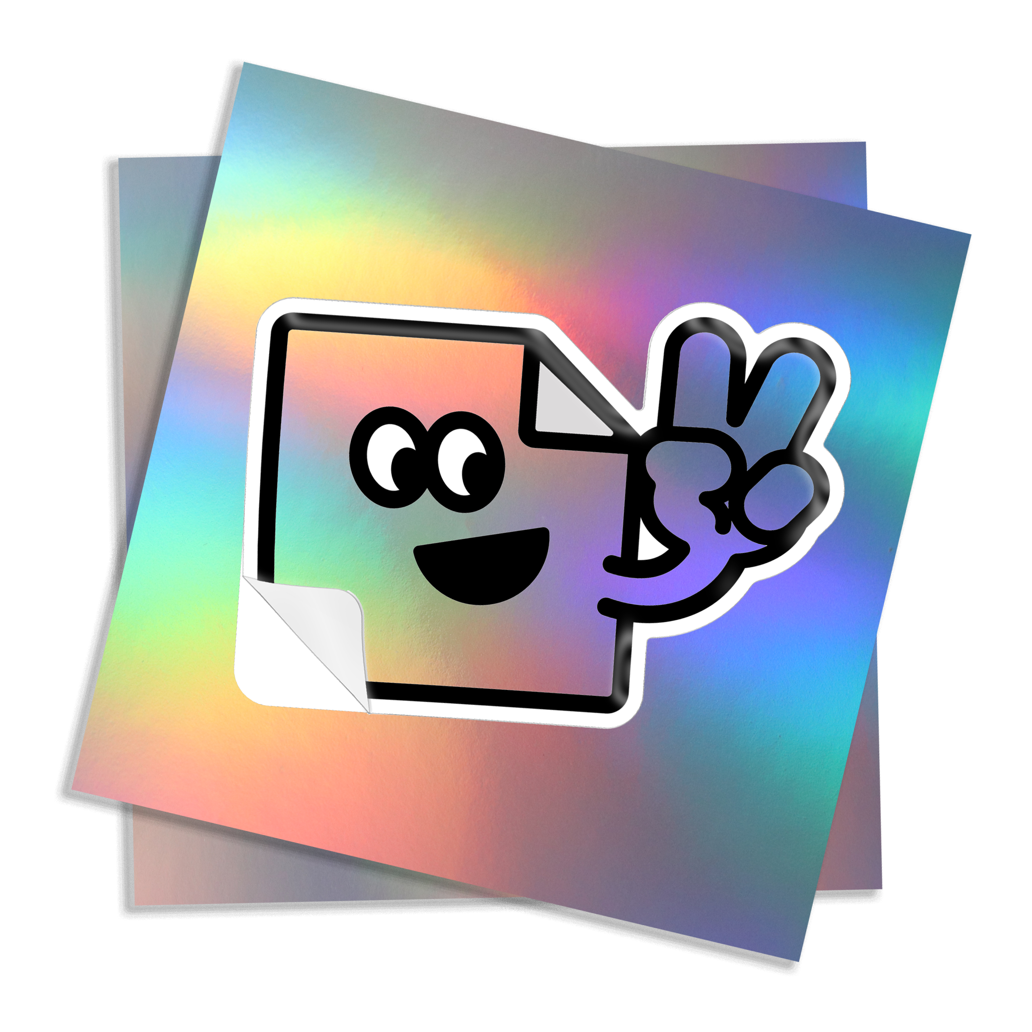 Custom holographic kiss cut vinyl sticker with rainbow finish for branding and promotions.