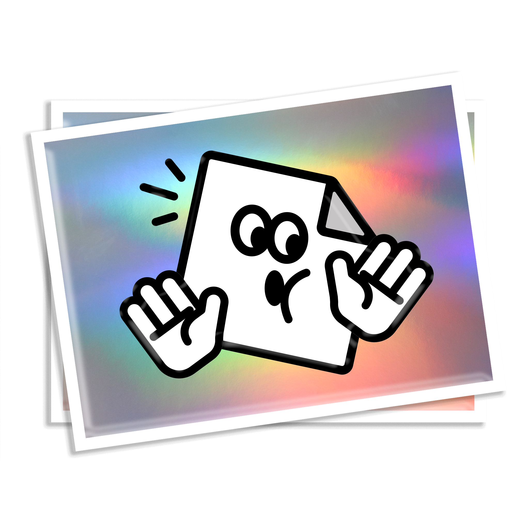 Custom holographic rectangle vinyl sticker with rainbow finish for branding and promotions.