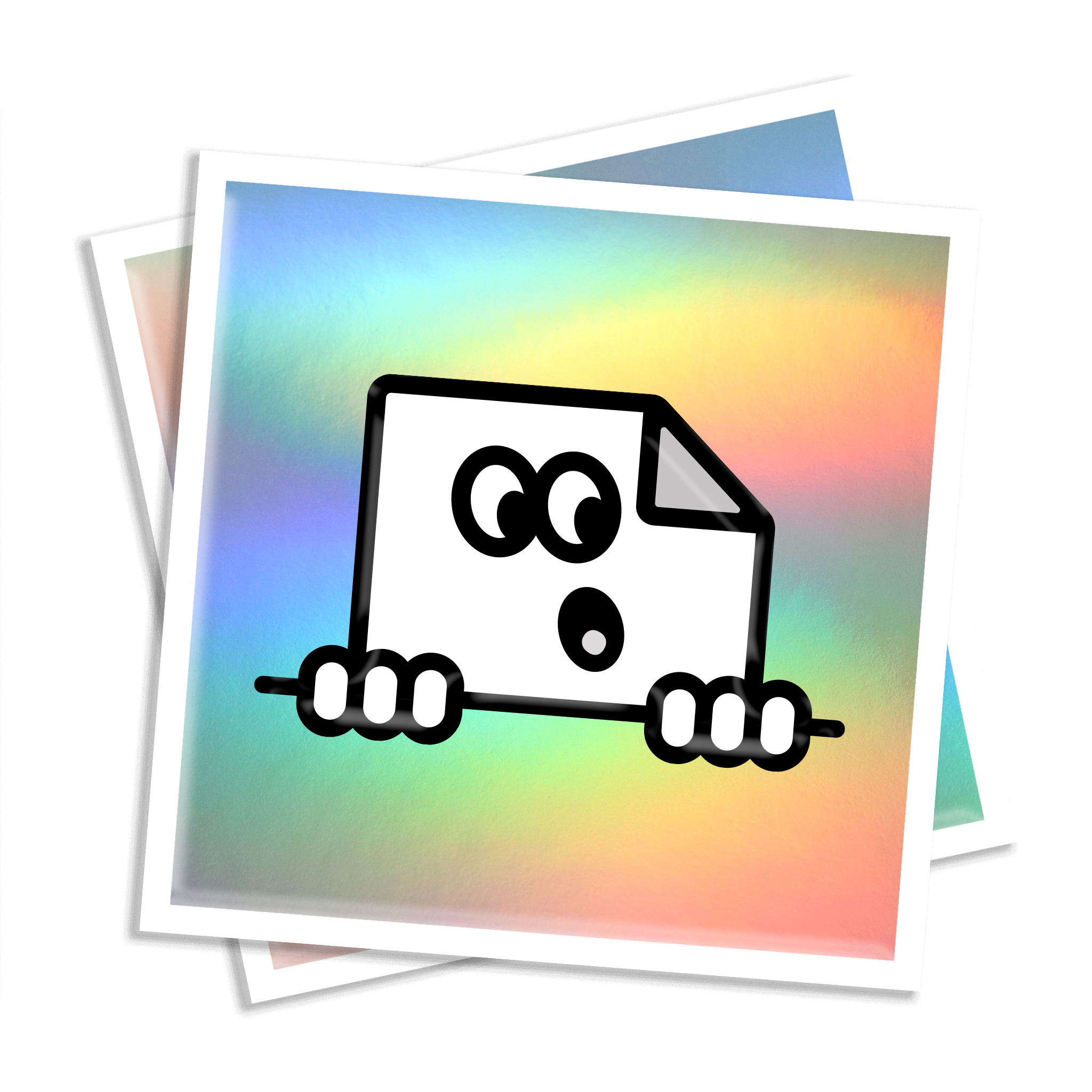 Custom holographic square vinyl sticker with rainbow finish for branding and promotions.