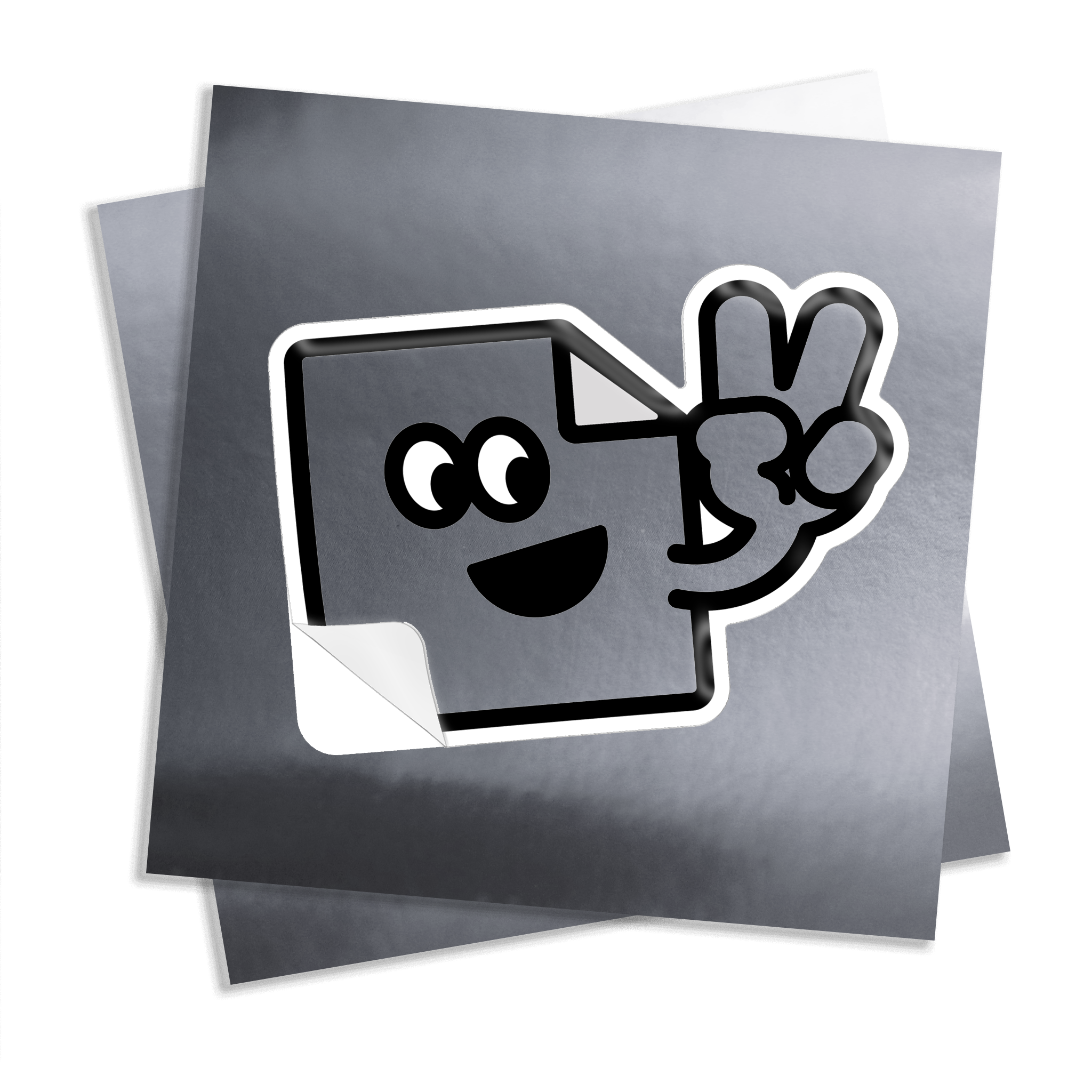 Custom silver chrome kiss cut vinyl stickers with mirror-like metallic finish for branding and packaging.