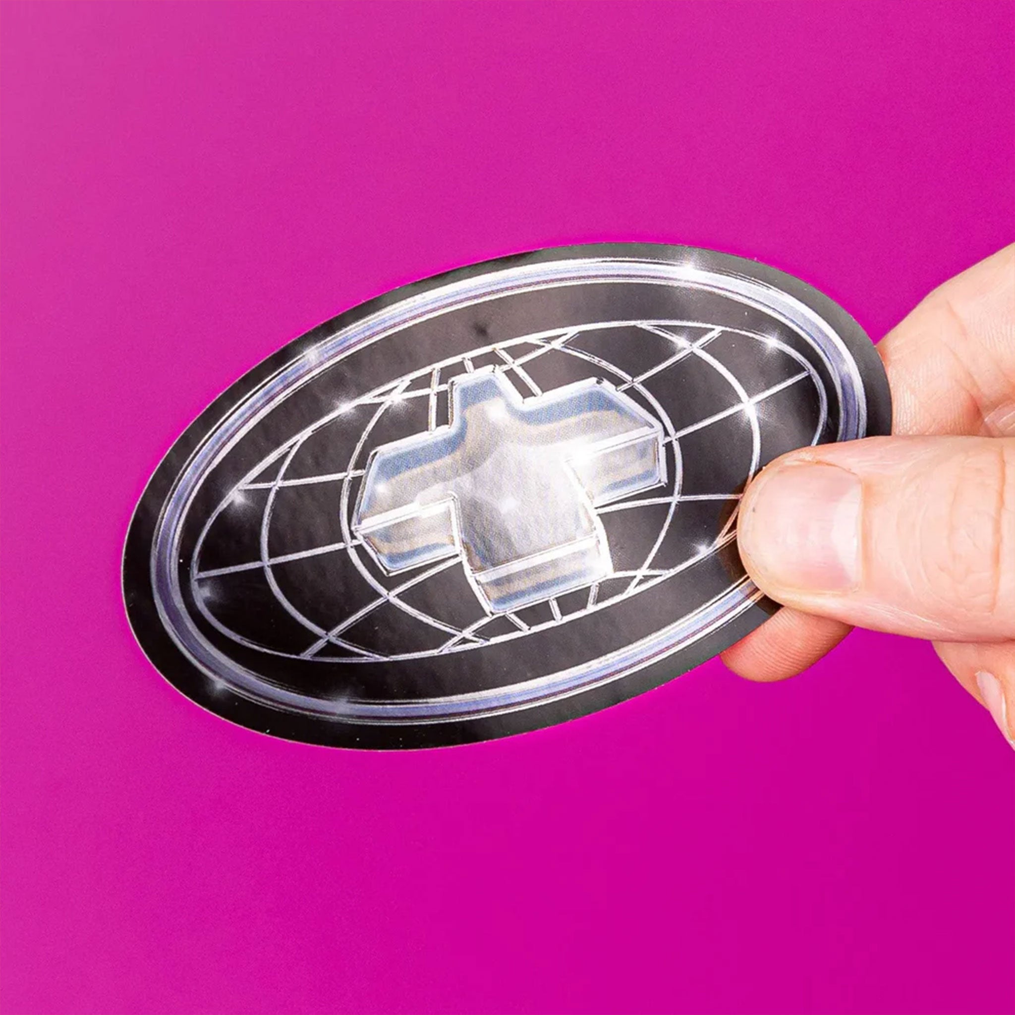 Silver Chrome Oval Stickers